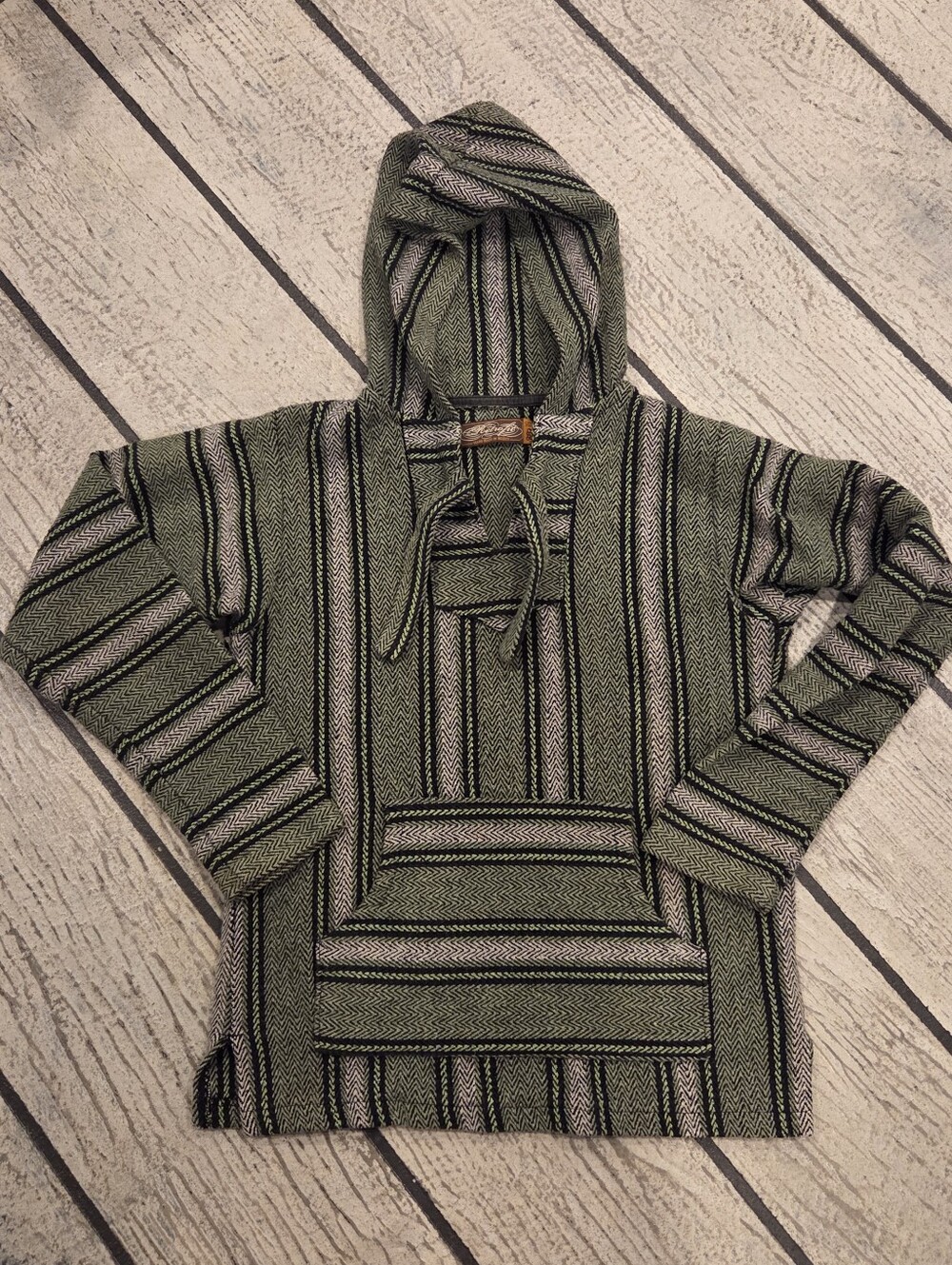 Retrofit Olive & Black Striped Zip-Up Baja Hoodie